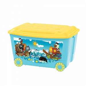 Ящик для игрушек на колесах с аппликацией Пластишка